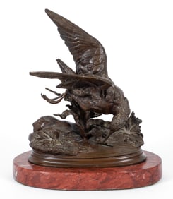 Jules Moigniez Sandpiper Regarding a Worm Bronze