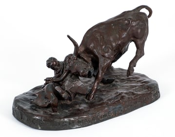 Charles L. Wrenn Wrangling a Bull Ace High Sculpture