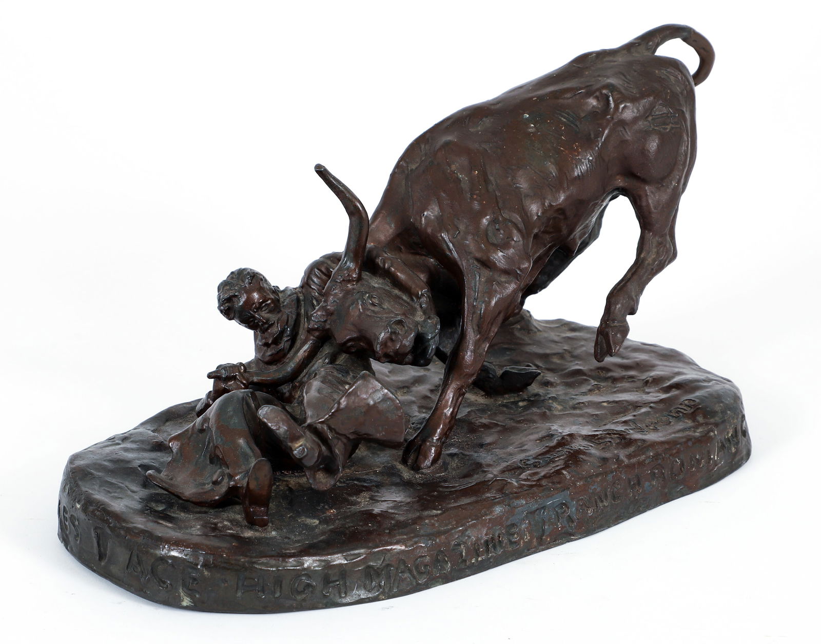 Charles L. Wrenn Wrangling a Bull Ace High Sculpture (1 of 6)