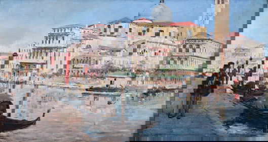 Italian School oil Along The Grand Canal 1888