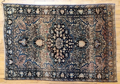 20th Century Persian Carpet in Blues, Greens, and Cream