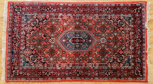 Vintage Indian Bijar Hand Knotted Wool Carpet
