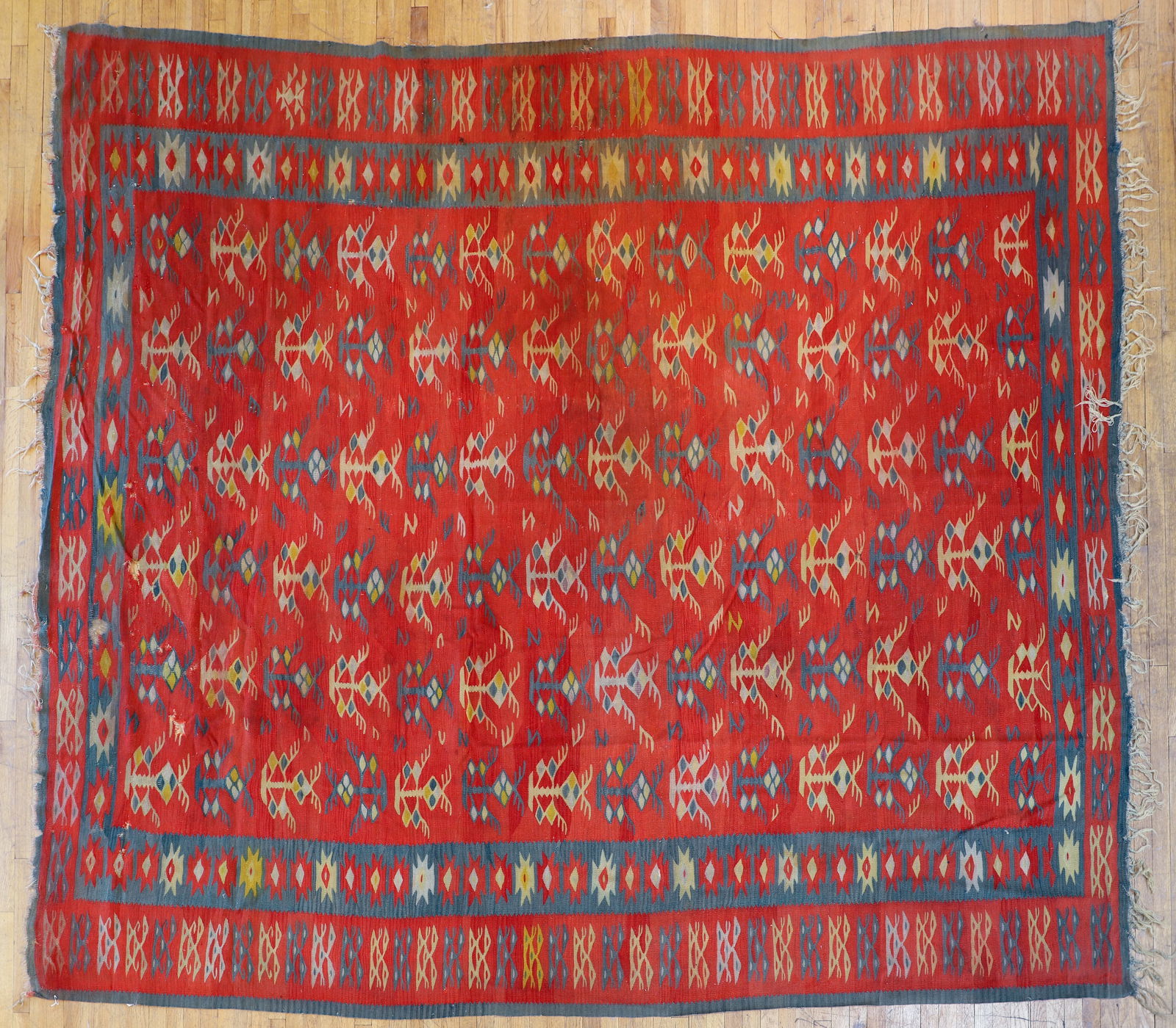 Room Sized Turkish Kilim Likely Late 19th Century (1 of 4)