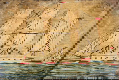 British Victorian Sailor's Woolwork Woolie Panel