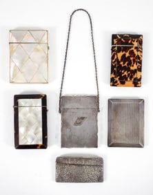 6 Sterling, Mother of Pearl, Tortoise Calling Card Cases