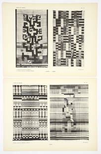 Anni Albers and Gunta Stolzl 1929 Bauhaus Weaving Heliotype Prints: Albers, after Anni and Gunta Stolzl, Pair of Prints showing Weavings, 1929, heliotype (or collotype) on wove paper, plate numbers 19 and 28 from Tapis et Tissus a portfolio edited by Sonia Delaunay an