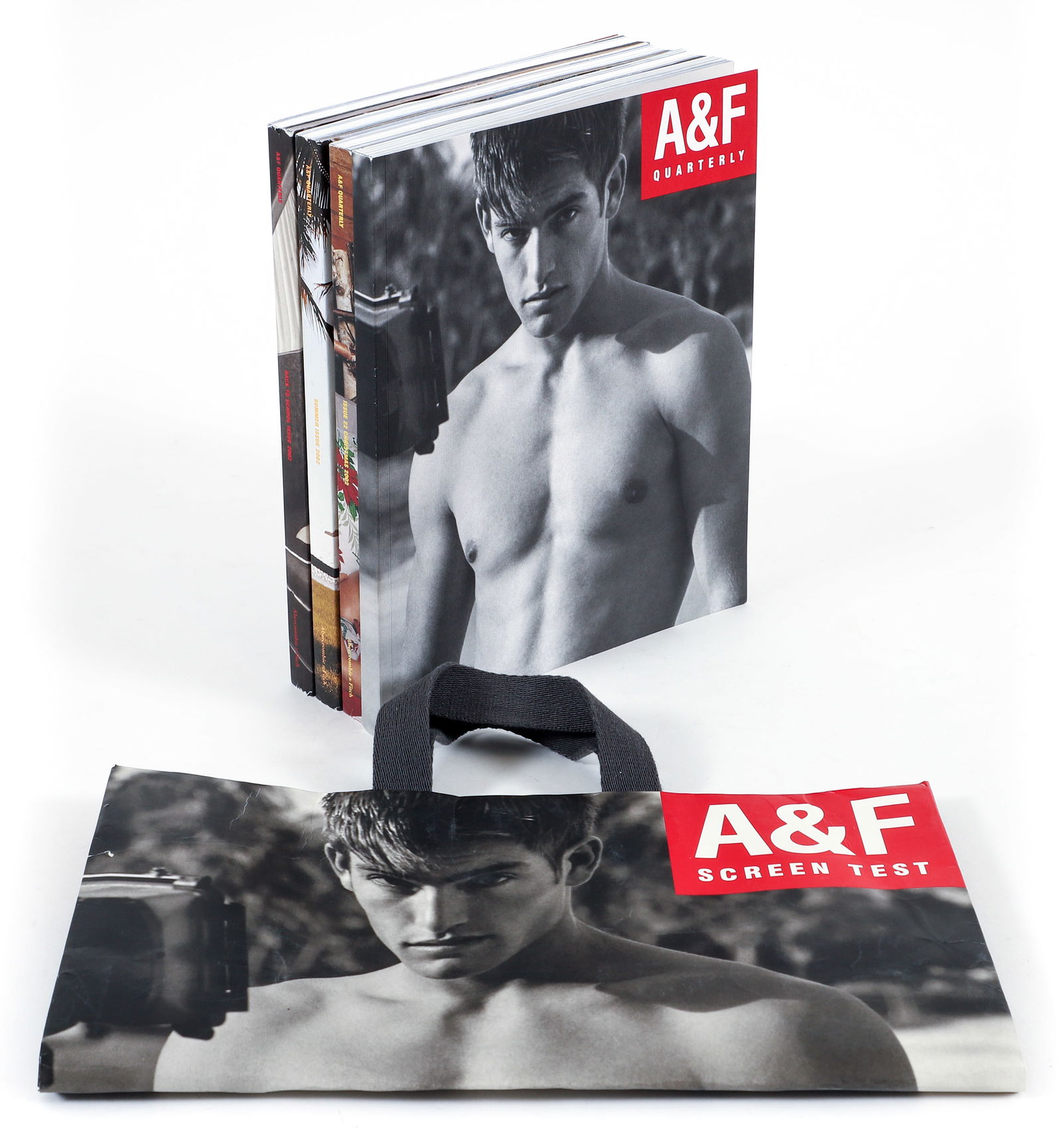 Abercrombie and Fitch 4 issues A&F Quarterly Bruce Weber photos 2002: Weber, Bruce, et al., Group of 4 issues of Abercrombie and Fitch's A&F Quarterly magazine: Christmas, Summer and Back to School 2002, plus the 2010 Screen Test issue, illustrated throughout including