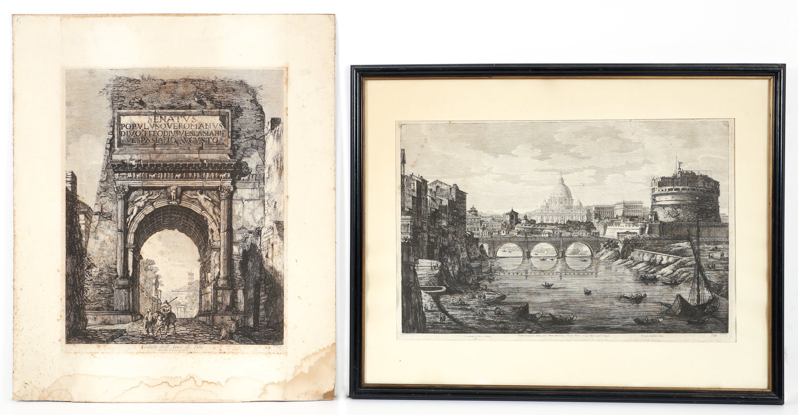Pair of Luigi Rossini Antique Etchings Views of Rome (1 of 4)