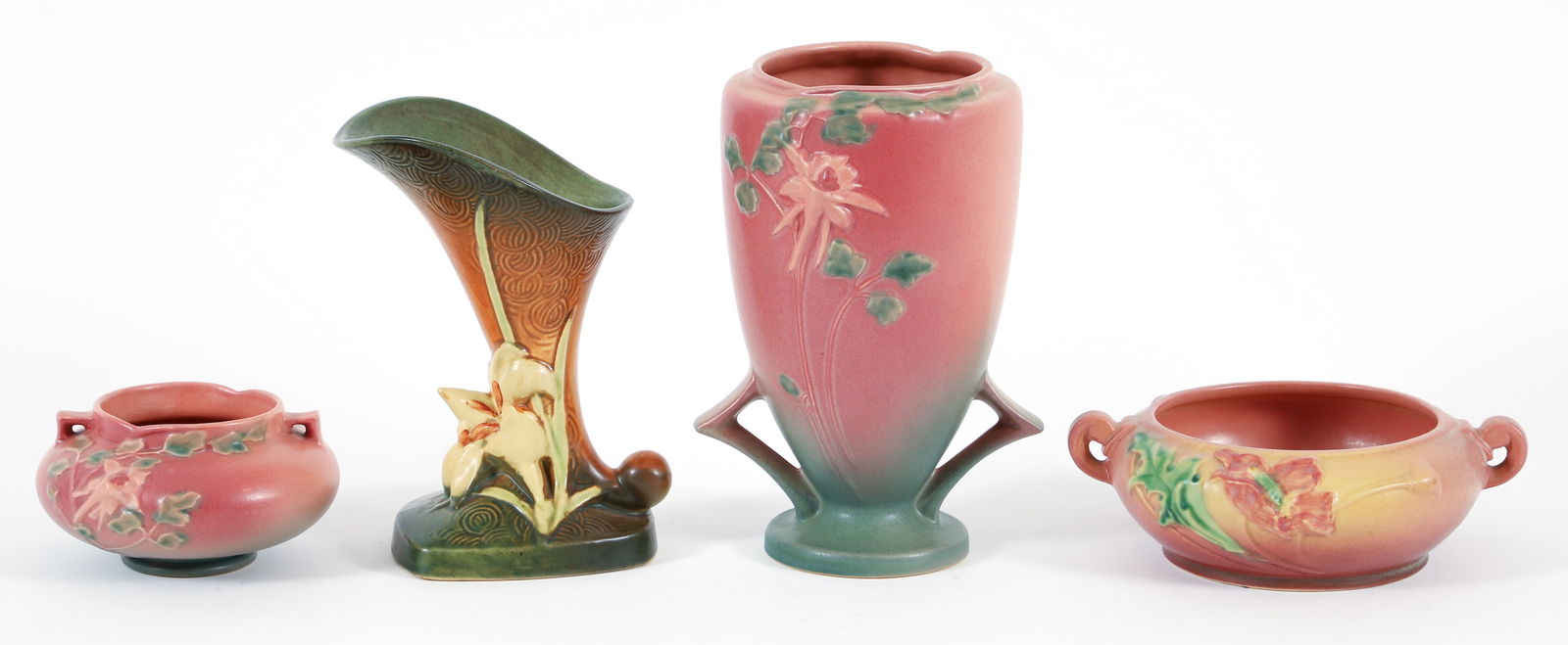 4 Roseville Pottery Pieces, Columbine, Poppy, Lily (1 of 5)