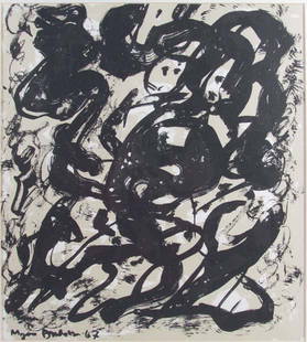 Mogens Andersen Abstract Lithograph "Firenze 3": Artist: Andersen, Mogens (Denmark, 1916-2003) Title: Firenze 3 Abstract Composition by Mogens Andersen Date: 1967 Medium: lithography Dimensions: 16.25 x 14.75 inches Edition: unknown Sig