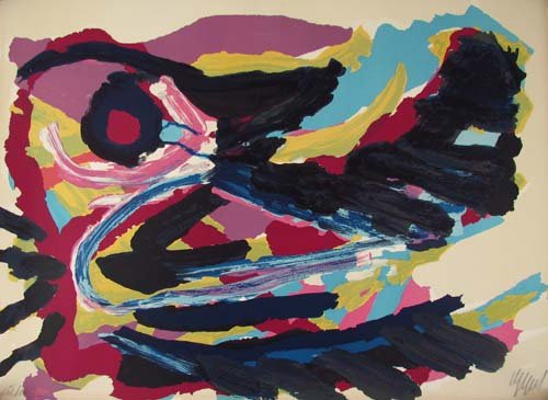 Karel Appel signed lithograph "Nesting Bird": Artist: Appel, Karel (Dutch, 1921-2006) Title: Nesting Bird Date: circa 1980 Medium: lithograph printed in colors Dimensions: 21.5 x 29.5 inches Edition: 151/160 Signature: pencil sig