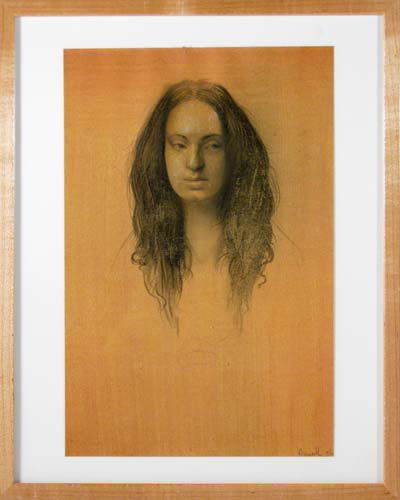 Steven Assael Woman's Head on Ochre drawing: Artist: Assael, Steven (American, b. 1957) Title: Woman's Head on Ochre Background Date: 1996 Medium: graphite and watercolor on paper Dimensions: 12 x 7.75 inches Signature: Pencil signed and