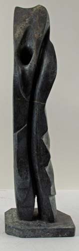 David Breeden Stone Sculpture Two Abstract Figures: Artist: Breeden, David (American, 1938-2006) Title: Abstract Figure Date: 1986 Medium: carved stone Dimensions: 30.5 x 9.5 x 7.5 inches Signature: signed and dated on reverse back Proven