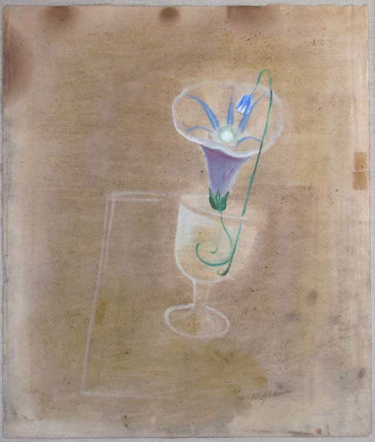 Morris Graves ptg. Goblet and Morning Glory: Artist: Graves, Morris Cole (American 1910-2001) Title: "Goblet and Morning Glory" Date: not dated likely date circa 1950 Medium: mixed media on paper Dimensions: 14.74 x 12.5 inches Description: <