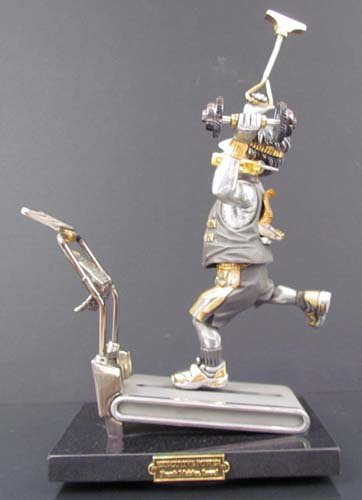 Frank Meisler "Executive Power" orig sculpture: Artist: Meisler, Frank (German/Israeli, born 1929) Title: Executive Power (A 270) Medium: silver and gold plated metal Dimensions: H: 31.5 cm x W: 24 cm (12.5 inches x 9.5 inches) Edition: 48/1600