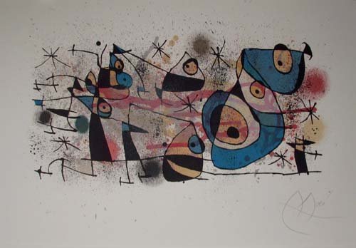 Joan Miro "Ceramiques De Miro Et Artigas": Artist: Miro, Joan (Spanish 1893-1983) Title: Ceramiques De Miro Et Artigas Medium: lithograph printed in colors on a sheet of watermarked Arches, France Dimensions: image 15 x 24½ in. (381 x 622 mm.
