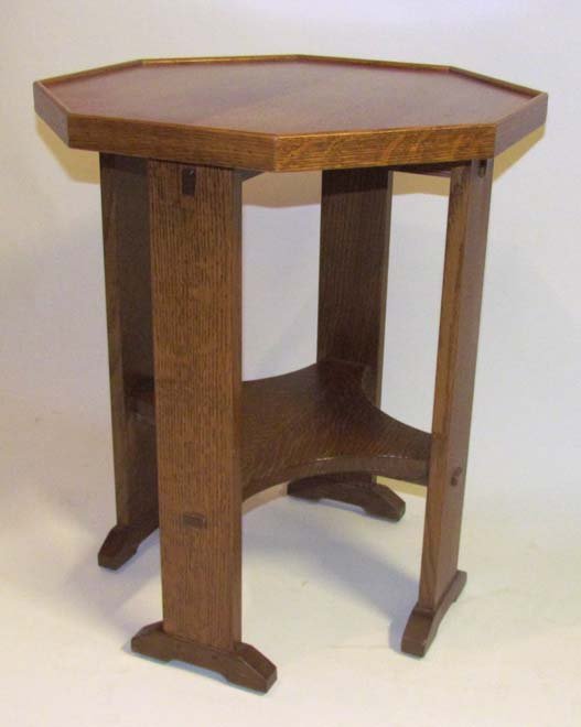 Stickley-Audi Octagonal Side Table: Artist: Stickley-Audi Title: Octagonal Side Table Medium: oak Dimensions: 24.25 x 20 x 20 inches Signature: Stickley-Audi label on underside