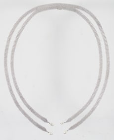 Tiffany and Co. Elsa Peretti Silver and Pearl Mesh Lariat Necklace