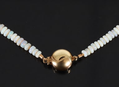 14K White Opal Bead Necklace