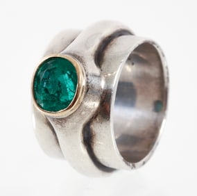 Barbara Klar Sterling 14K Emerald Ring