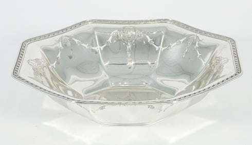 Wallace Sterling Pierced Octagonal Bowl for Hardy and Hayes