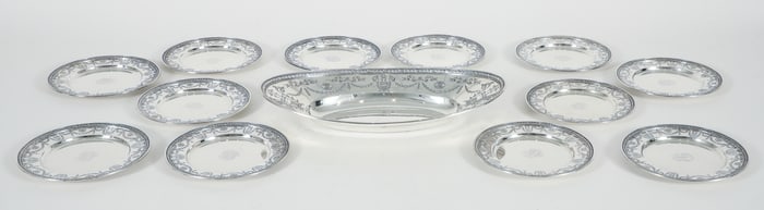 12 Gorham Sterling Silver Plates and Bread Dish