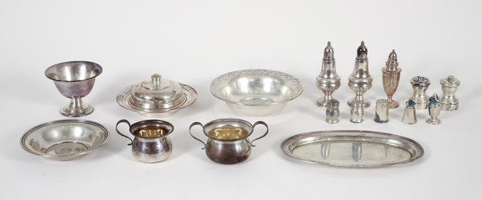 18 Pc. Of Sterling Silver Holloware & Salt/Pepper Shakers