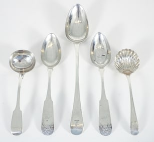 Silver lot with 3 19th century British Sterling Serving Spoons