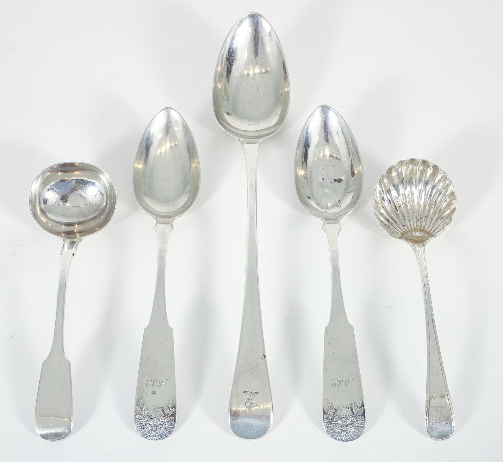 Silver lot with 3 19th century British Sterling Serving Spoons (1 of 3)
