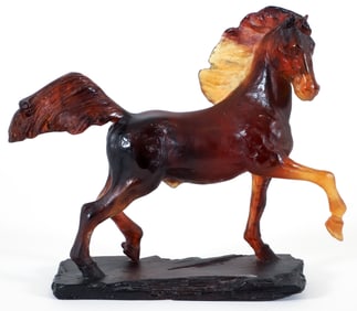 Daum pate-de-verre amber glass Horse in Movement