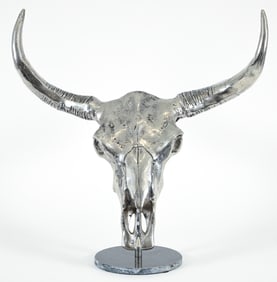Contemporary Chromed Longhorn Sculpture