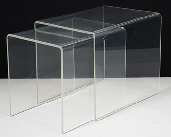 Pair of Modernist Nesting Lucite Waterfall Tables