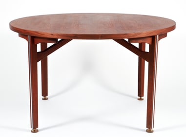 Jens Risom Walnut and Aluminum Dining Table