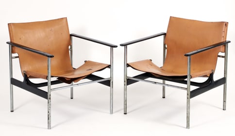 Pair of Charles Pollock for Knoll Sling chairs Model 657