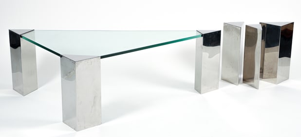 Francis J. Nowalk Steel and Glass Modernist Tables