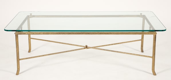 Francis J. Nowalk Faux Bois Brass Glass Top Table