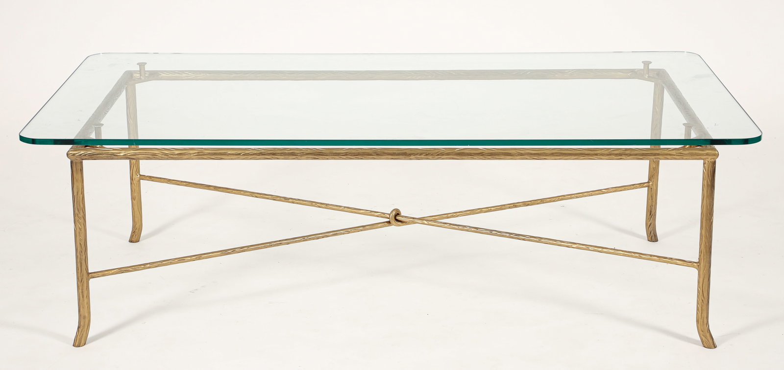 Francis J. Nowalk Faux Bois Brass Glass Top Table (1 of 5)