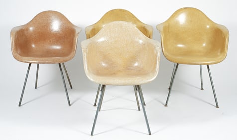 4 Eames for Herman Miller H Base Shell Armchairs