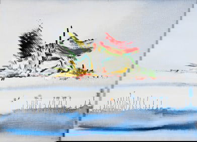 Francois Arnal 1960 oil on canvas Le Monstre Revient (The Monster Returns)