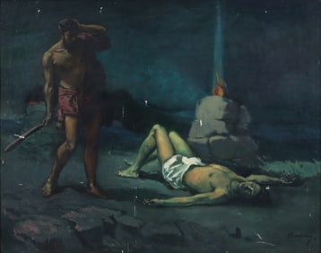 Jozef Josifovic Boksay Oil on Canvas Board Cain and Abel