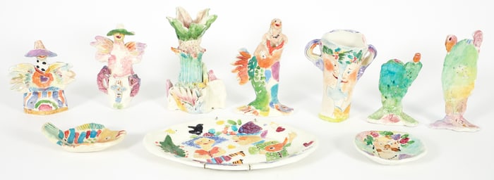 Collection of Ann Frantic painted Ceramic Objects