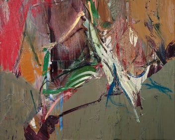 Akio Kobayashi Abstract Expressionist painting Leaves