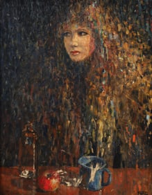 Kevin Kutz oil on board Symbolist Portrait of a Woman