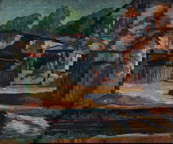 Giovanni Martino Russian Village 1930 oil on canvas