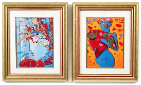 2 Peter Max Prints on Porcelain Plaques