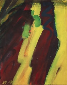 Josef Mikl 1959 oil Rote Figur auf Gelb