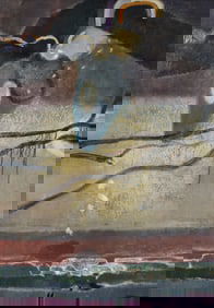 Arthur Okamura 1959 oil Phrases for a Crescent Moon