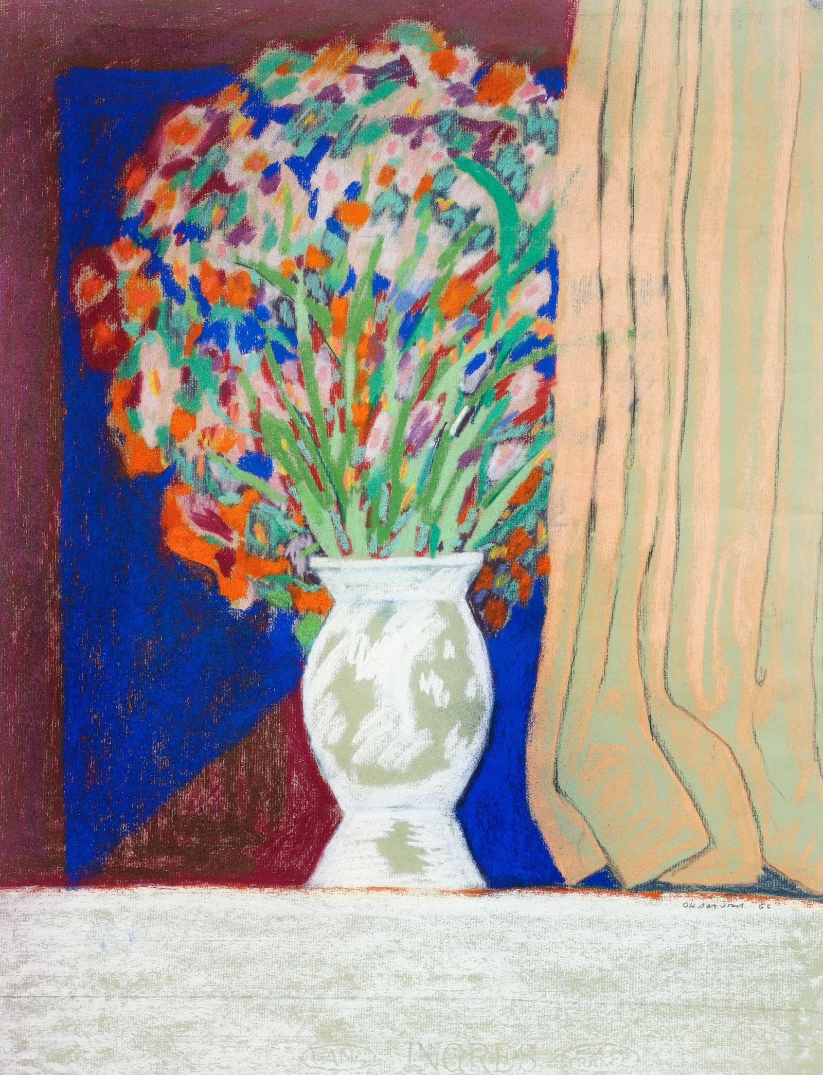 Arthur Okamura 1966 pastel and mixed media White Classic (1 of 4)