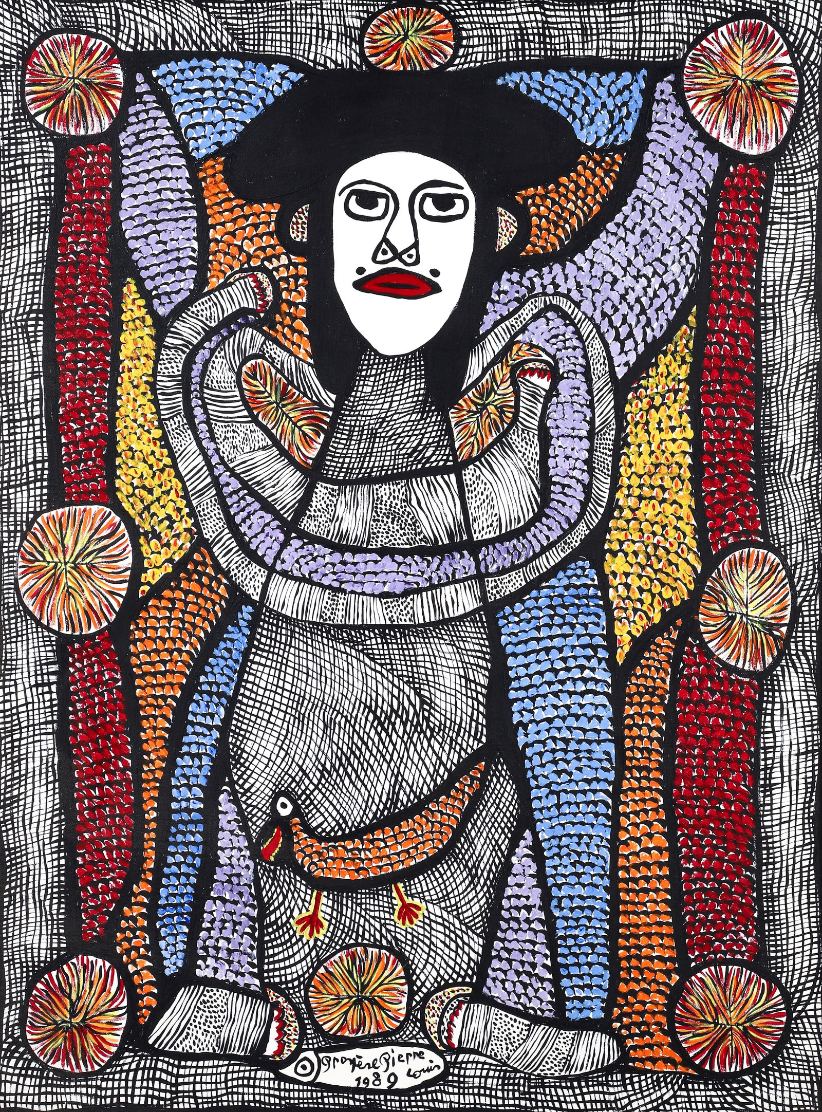 Prosper Pierre-Louis Female Spirit 1989 Acrylic on Canvas (1 of 3)