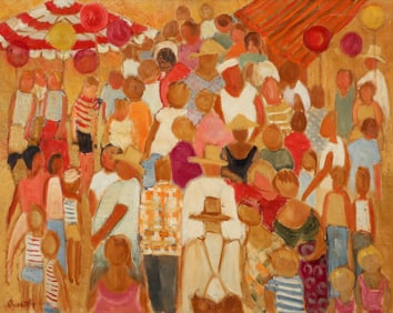 Gertrude Quastler Faces in a Crowd of Balloons 1955 oil on canvas